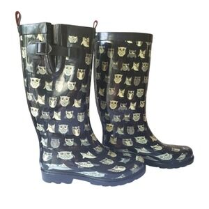 Capelli of New York Rubber Rainboots Black With Owls Size 7**‎
